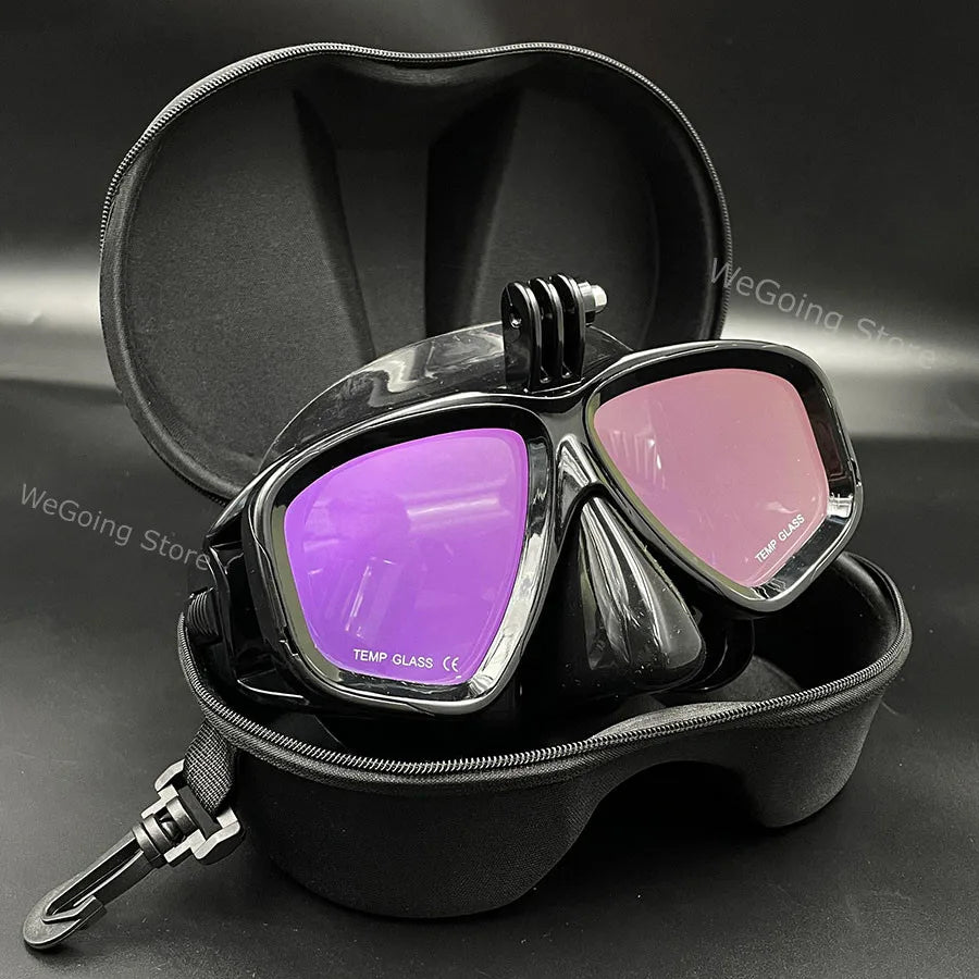 Pro Dive Mask with Camera Mount and Mirror Lens in EVA Zipper Case"